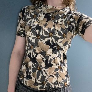 Ann Taylor Loft floral knit cowl neck top